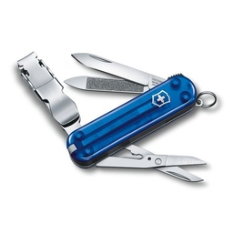 Нож-брелок VICTORINOX NailClip 580, 65 мм, 8 функций, полупрозрачный синий