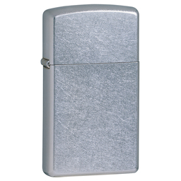 Зажигалка ZIPPO узкая с покрытием поцарапанный хром | Slim® Street Chrome, латунь/сталь, серебристая, матовая, 29x10x60 мм