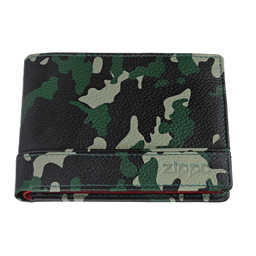 Портмоне ZIPPO, зелёно-чёрный камуфляж, натуральная кожа, 11,2×2×8,2 см