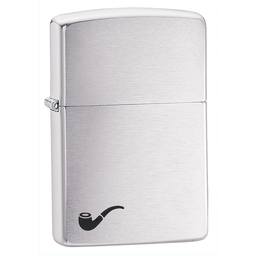 Зажигалка для трубок ZIPPO с покрытием матовый хром | Pipe Brushed Chrome, латунь/сталь, серебристая, матовая, 36x12x56 мм