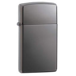 Зажигалка ZIPPO узкая с покрытием черный лед | Slim® Black Ice®, латунь/сталь, чёрная, глянцевая, 29x10x60 мм
