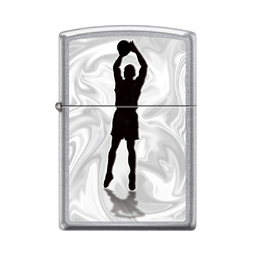 Зажигалка ZIPPO Баскетболист с покрытием Street Chrome™, латунь/сталь, серебристая, 38x13x57 мм