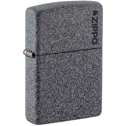 Зажигалка ZIPPO Логотип с каменным покрытием | Logo Iron Stone, латунь/сталь, серая, матовая, 38x13x57 мм