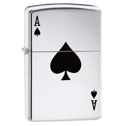 Зажигалка ZIPPO Туз пик с покрытием Глянцевый хром | Simple Spade Design High Polish Chrome, латунь/сталь, серебристая, 38x13x57 мм
