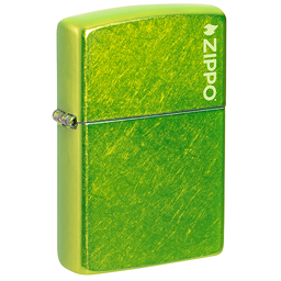 Зажигалка ZIPPO Логотип с кислотным зеленым покрытием | Logo Lurid, латунь/сталь, зеленая, глянцевая, 38x13x57 мм