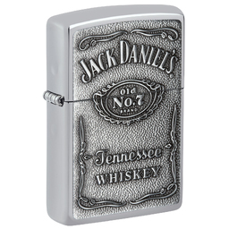 Зажигалка ZIPPO Эмблема Джек Дэниэлс с покрытием Глянцевый хром | Jack Daniels® Emblem High Polish Chrome, латунь/сталь, серебристая, 38x13x57 мм