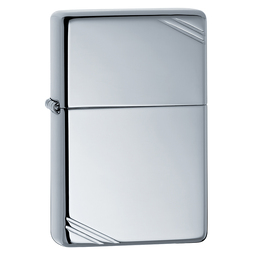 Зажигалка ZIPPO Винтажная 1937 с полосками с покрытием Глянцевый хром | Vintage™Series 1937 High Polish Chrome, латунь/сталь, серебристая, 38x13x57 мм