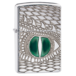 Зажигалка ZIPPO Armor™ Глаз дракона с покрытием Глянцевый хром | Dragon Eye High Polish Chrome, латунь/сталь, серебристая, 38x13x57 мм
