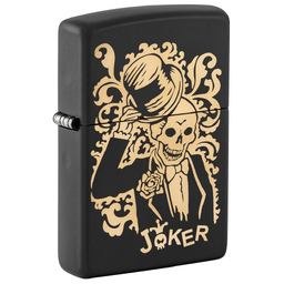 Зажигалка ZIPPO Джокер с черным матовым покрытием | Joker Black Matte, латунь/сталь, черная, 38x13x57 мм
