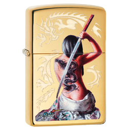 Зажигалка ZIPPO Мацци с покрытием Глянцевая латунь | Mazzi® High Polish Brass, латунь/сталь, золотистая, 38x13x57 мм