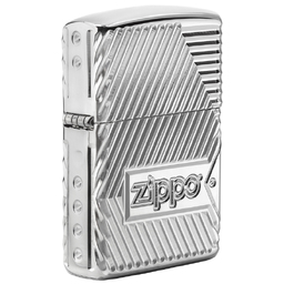 Зажигалка ZIPPO Armor® Заклепки с покрытием Глянцевый хром | Bolts Design High Polish Chrome, латунь/сталь, серебристая, 38x13x57 мм
