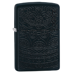 Зажигалка ZIPPO Черный мотив с черным матовым покрытием | Tone on Tone Design Black Matte, латунь/сталь, чёрная, 38x13x57 мм