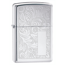 Зажигалка ZIPPO Венецианская с покрытием Глянцевый хром | Venetian® High Polish Chrome, латунь/сталь, серебристая, 38x13x57 мм