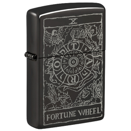 Зажигалка ZIPPO Колесо фортуны с черным глянцевым покрытием | Wheel Of Fortune High Polish Black, латунь/сталь, черная, глянцевая, 38x13x57 мм