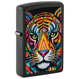 Зажигалка ZIPPO Полосатый тигр с черным матовым покрытием | Tiger Stripes Design Black Matte, латунь/сталь, черная, 38x13x57 мм