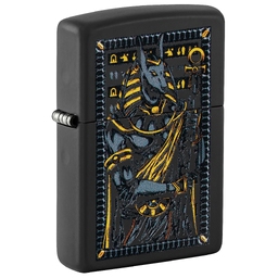 Зажигалка ZIPPO Бог Анубис с черным матовым покрытием | Anubis Black Matte, латунь/сталь, черная, 38x13x57 мм