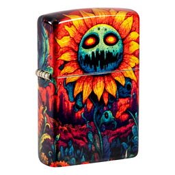 Зажигалка ZIPPO Зловещий подсолнух с покрытием Искусственно состаренная латунь | Spooky Sunflower 540 Tumbled Brass, латунь/сталь, разноцв.,38x13x57мм