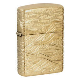 Зажигалка ZIPPO Armor® Волны роскоши с покрытием Искусственно состаренная латунь | Luxury Waves Tumbled Brass, латунь/сталь, золотистая, 38x13x57 мм