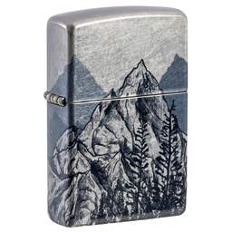 Зажигалка ZIPPO Набросок горы с покрытием Искусственно состаренный хром на 540 | Mountain Sketch 540 Tumbled Chrome, латунь/сталь, разноцветная, 38x13