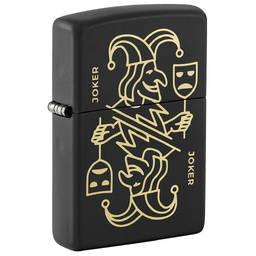 Зажигалка ZIPPO Джокер с маской с черным матовым покрытием | Masked Joker Design Black Matte, латунь/сталь, черная, 38x13x57 мм