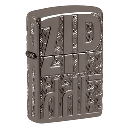 Зажигалка ZIPPO Реверсивная гравировка с покрытием черный лед | Armor® Reverse Carve Black Ice®, латунь/сталь, чёрная, глянцевая, 38x13x57 мм