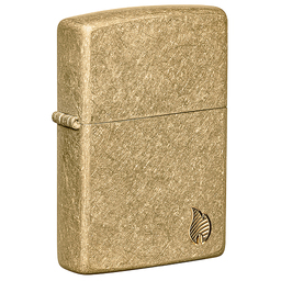 Зажигалка ZIPPO Armor® Пламя c покрытием Искусственно состаренная латунь | Flame Tumbled Brass, латунь/сталь, золотистая, 38x13x57 мм