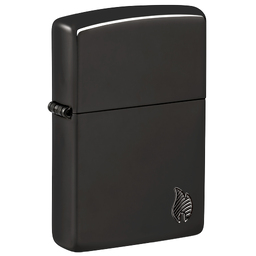 Зажигалка ZIPPO Armor® Пламя c глянцевым черным покрытием | Flame High Polish Black, латунь/сталь, черная, 38x13x57 мм