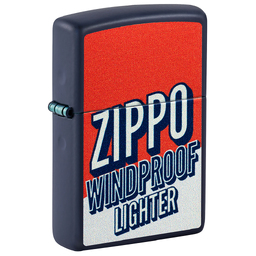 Зажигалка ZIPPO Заглавные буквы с темно-синем матовым покрытием | Color Block Design Navy Matte, латунь/сталь, синяя, 38x13x57 мм