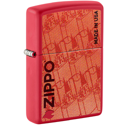 Зажигалка ZIPPO Сделано в США с красным матовым покрытием | Made in USA Design Red Matte, латунь/сталь, красная, 38x13x57 мм