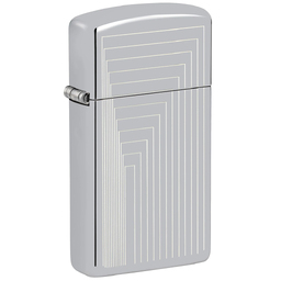 Зажигалка ZIPPO узкая с лазерным узором с покрытием глянцевый хром | Slim® Laser Pattern High Polish Chrome, латунь/сталь, серебристая, 29x10x60 мм