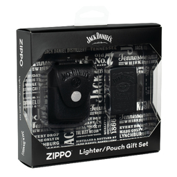 Набор ZIPPO Джек Дэниэлс | Jack Daniels®: зажигалка с черным матовым покрытием | Black Matte и кожаный чехол в подарочной коробке