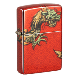 Зажигалка ZIPPO Дракон с покрытием Искусственно состаренная латунь на 540 | Dragon Design 540 Tumbled Brass, латунь/сталь, разноцветная, 38x13x57 мм