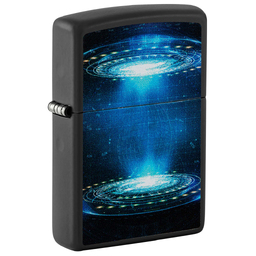 Зажигалка ZIPPO Пламя из НЛО с покрытием черный свет | UFO Flame Black Light, латунь/сталь, черная, матовая, 38x13x57 мм