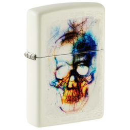 Зажигалка ZIPPO Череп с покрытием, светящимся в темноте зеленым | Skull Design Glow In The Dark Green, латунь/сталь, белая, 38x13x57 мм