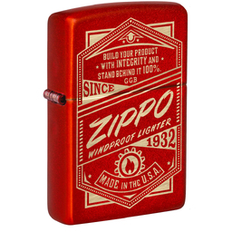 Зажигалка ZIPPO «Работает!» с металлизированным красным покрытием | It Works Design Metallic Red, латунь/сталь, красная, 38x13x57 мм