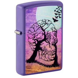 Зажигалка ZIPPO Деревья-черепа с фиолетовым матовым покрытием | Skull Tree Purple Matte, латунь/сталь, черная 38x13x57 мм