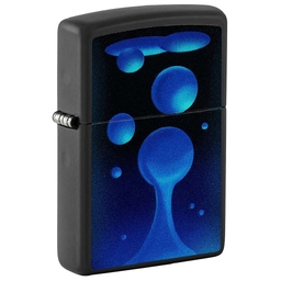 Зажигалка ZIPPO Лавовая лампа с покрытием черный свет | Lava Lamp Black Light, латунь/сталь, черная,матовая 38x13x57 мм