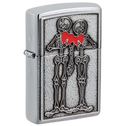 Зажигалка ZIPPO Влюбленная пара с покрытием матовый хром | Couple Love Brushed Chrome, латунь/сталь, серебристая, 36x13x57 мм