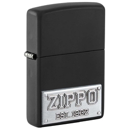Зажигалка ZIPPO Номерной знак с черным матовым покрытием | License Plate Black Matte, латунь/сталь, черная, 38x13x57 мм