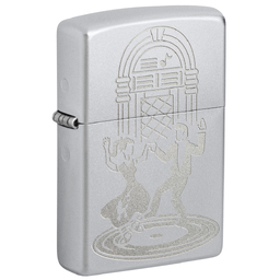 Зажигалка ZIPPO Старомодный танец с покрытием сатинированный хром | Vintage Dance Satin Chrome, латунь/сталь, серебристая, 38x13x57 мм