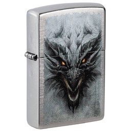 Зажигалка ZIPPO Дракон с узором переплетение | Dragon Design Linen Weave, латунь/сталь, серебристая, 38x13x57 мм