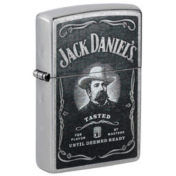Зажигалка ZIPPO Джек Дэниэлс с покрытием поцарапанный хром | Jack Daniels® Street Chrome, латунь/сталь, серебристая, 38x13x57 мм