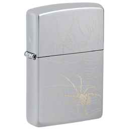 Зажигалка ZIPPO Паук с покрытием Глянцевый хром | Spider Design High Polish Chrome, латунь/сталь, серебристая, 38x13x57 мм
