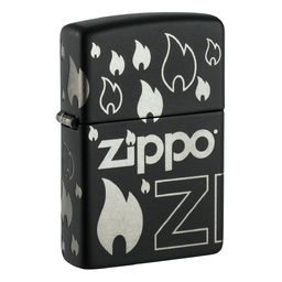 Зажигалка ZIPPO Традиционный дизайн с черным матовым покрытием | Zippo Design Black Matte, латунь/сталь, черная, матовая, 38x13x57 мм