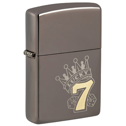 Зажигалка ZIPPO Счастливая 7 с покрытием черный лед | Lucky 7 Design Black Ice®, латунь/сталь, черная, 38x13x57 мм