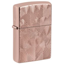 Зажигалка ZIPPO Armor® Сердца с покрытием розовое золото | Hearts Rose Gold, латунь/сталь, розовое золото, 38x13x57 мм