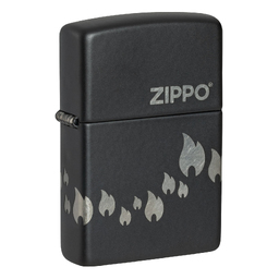 Зажигалка ZIPPO Традиционный дизайн с черным матовым покрытием | Zippo Design Black Matte, латунь/сталь, черная, матовая, 38x13x57 мм