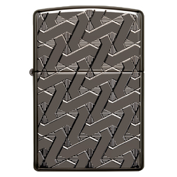 Зажигалка ZIPPO Armor® Геометрический узор с глянцевым покрытием Черный лед | Geometric Weave High Polish Black Ice®, латунь/сталь, чёрная, 38x13x57 м