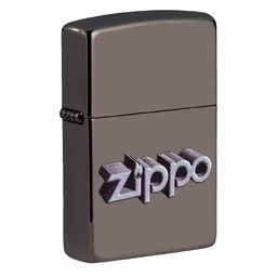 Зажигалка ZIPPO Фирменный дизайн с покрытием черный лед | Zippo Design Black Ice®, латунь/сталь, чёрная, глянцевая, 38x13x57 мм