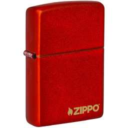 Зажигалка ZIPPO Логотип с металлизированным красным покрытием | Logo Metallic Red, латунь/сталь, красная, матовая, 38x13x57 мм